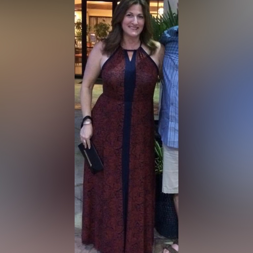 haltered maxi dress (navy/red)